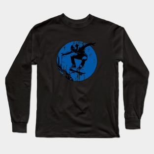 Grunge Urban Skateboarder Graffiti Style - Blue Long Sleeve T-Shirt